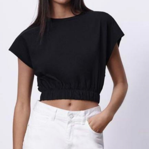 Zara Tops - Zara Black Crop Top sz L